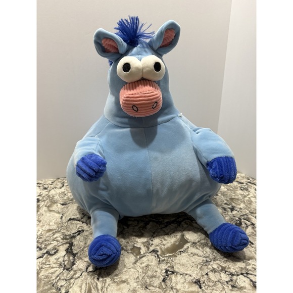 Blue Fat Donkey Plush Viral Walmart Easter Round Stuffed Animal RARE Super Soft - Picture 5 of 11